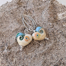 Load image into Gallery viewer, Sand & Sea Heart Drop Earrings