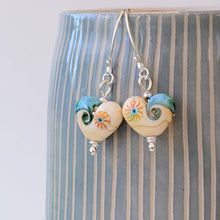 Load image into Gallery viewer, Sand & Sea Heart Drop Earrings
