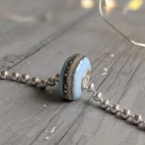 Sea Breeze Blue Silver Cored Beads-Bracelet Beads-Beach Art Glass