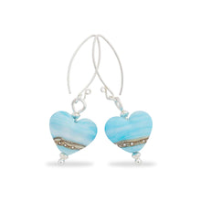 Load image into Gallery viewer, Sea Breeze Drop Heart Earrings-Earrings-Beach Art Glass