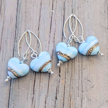 Load image into Gallery viewer, Sea Breeze Drop Heart Earrings-Earrings-Beach Art Glass