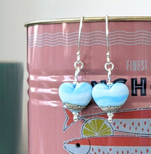 Load image into Gallery viewer, Sea Breeze Drop Heart Earrings-Earrings-Beach Art Glass