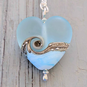 Sea Breeze Heart Pendant-Necklace-Beach Art Glass