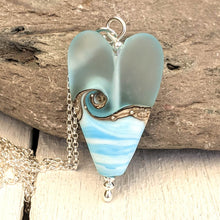 Load image into Gallery viewer, Sea Breeze Long Heart Pendant-Necklace-Beach Art Glass