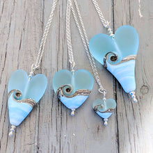 Load image into Gallery viewer, Sea Breeze Long Heart Pendant-Necklace-Beach Art Glass