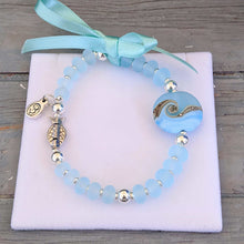 Load image into Gallery viewer, Sea Breeze Silver Fish Bracelet-Bracelet-Beach Art Glass