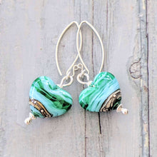 Load image into Gallery viewer, Sea Heart Drop Earrings-Earrings-Beach Art Glass