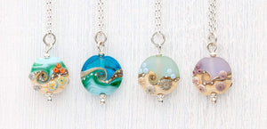 Sea Mist Beach Babe Lentil Pendant-Necklace-Beach Art Glass