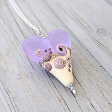 Load image into Gallery viewer, Sea Mist Extra Large Heart Pendant-Necklace-Beach Art Glass