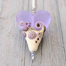 Load image into Gallery viewer, Sea Mist Extra Large Heart Pendant-Necklace-Beach Art Glass