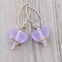 Load image into Gallery viewer, Sea Mist Heart Drop Earrings-Earrings-Beach Art Glass