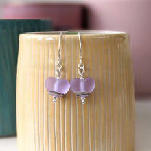 Load image into Gallery viewer, Sea Mist Heart Drop Earrings-Earrings-Beach Art Glass