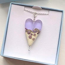 Load image into Gallery viewer, Sea Mist Long Heart Pendant-Necklace-Beach Art Glass