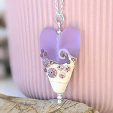 Load image into Gallery viewer, Sea Mist Long Heart Pendant-Necklace-Beach Art Glass