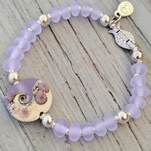 Load image into Gallery viewer, Sea Mist Silver Fish Bracelet-Bracelet-Beach Art Glass