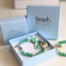 Load image into Gallery viewer, Sea Mist Silver Fish Bracelet-Bracelet-Beach Art Glass