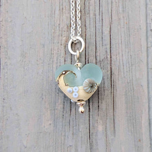 Sea Spray Beach Babe Heart Pendant-Necklace-Beach Art Glass