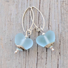 Load image into Gallery viewer, Sea Spray Heart Drop Earrings-Earrings-Beach Art Glass