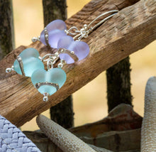 Load image into Gallery viewer, Sea Spray Heart Drop Earrings-Earrings-Beach Art Glass