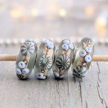 Load image into Gallery viewer, Sea Spray Silver Cored Bead with Murrini-Bracelet Beads-Beach Art Glass