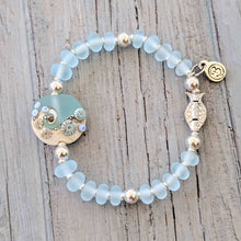 Load image into Gallery viewer, Sea Spray Silver Fish Bracelet-Bracelet-Beach Art Glass