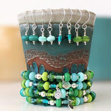 Load image into Gallery viewer, Shades of Green Bead Bracelets-Bracelet-Beach Art Glass