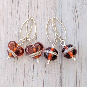 Shoreline Earrings in Maple-Earrings-Beach Art Glass