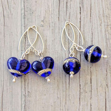 Load image into Gallery viewer, Shoreline Earrings in Navy-Earrings-Beach Art Glass