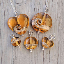 Load image into Gallery viewer, Shoreline Pendant, Medium or Mini, in Amber-Necklace-Beach Art Glass