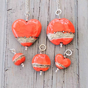 Shoreline Pendant, Medium or Mini, in Coral-Necklace-Beach Art Glass