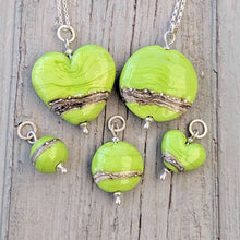 Load image into Gallery viewer, Shoreline Pendant, Medium or Mini, in Lime-Necklace-Beach Art Glass
