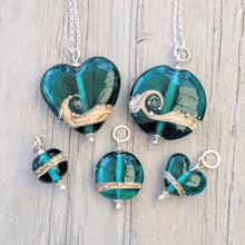 Load image into Gallery viewer, Shoreline Pendant, Medium or Mini, in Teal-Necklace-Beach Art Glass