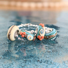 Load image into Gallery viewer, Sand &amp; Sea Silver Cored Bead with Murrini