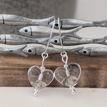 Load image into Gallery viewer, Sparkling Sea Heart Earrings-Earrings-Beach Art Glass