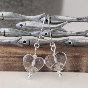 Sparkling Sea Heart Earrings-Earrings-Beach Art Glass