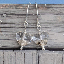 Load image into Gallery viewer, Sparkling Sea Heart Earrings-Earrings-Beach Art Glass