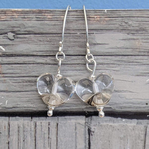 Sparkling Sea Heart Earrings-Earrings-Beach Art Glass