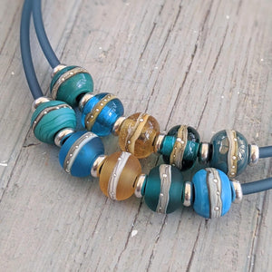 Stonebaked Bead Necklaces-Beach Art Glass