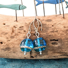 Load image into Gallery viewer, Deep Sea Lentil Earrings, transparent aqua