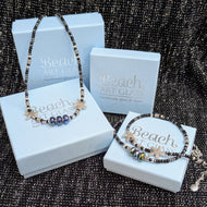 Sun Glitter Silver Triple Wrap Bracelet in Black
