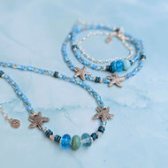 Sun Glitter Silver Necklace in Turquoise
