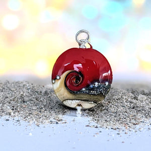 Sandstone Lentil Pendant in Red Glass