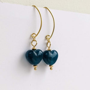 Golden Tiny Heart and Bead Earrings