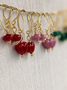 Golden Tiny Heart and Bead Earrings