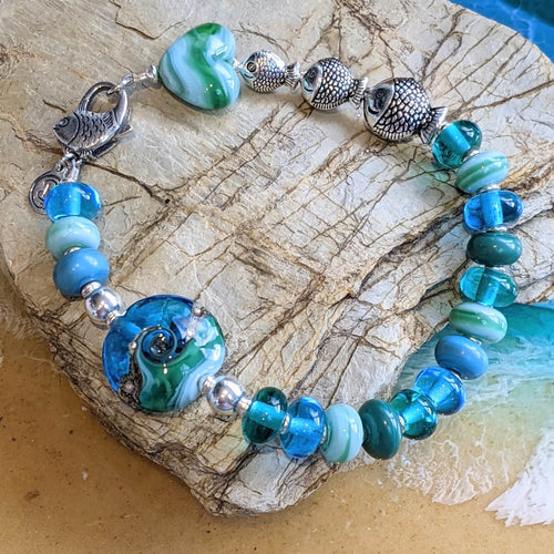 Deep Sea 3 Little Fish Bracelet in Blue or Green