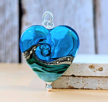 Load image into Gallery viewer, Deep Sea Heart Pendant in Blue or Green