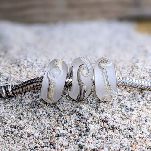Frosted Sea with Waves Silver Cored Beads