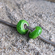 Green Dragon Silver Cored Beads