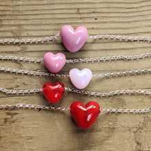 Load image into Gallery viewer, H is for Heart ... simple glass heart with choice of chain