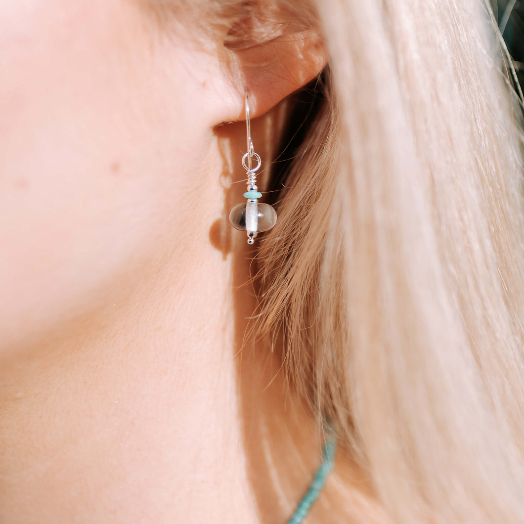 Beachcomber Earrings in Jade, Glossy Glass - clearance sale - only one available